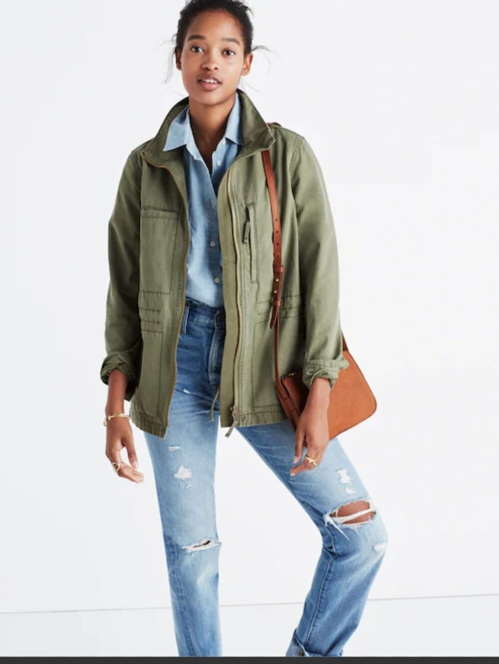 Madewell Olive Green Utility Fleet Jacket Size XS